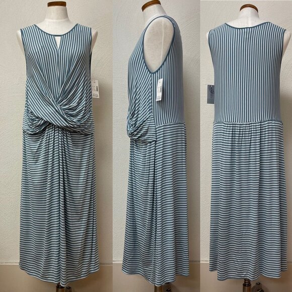 NWT Catherines Blue & White Striped Summer Dress sz 14/16 - Picture 1 of 7
